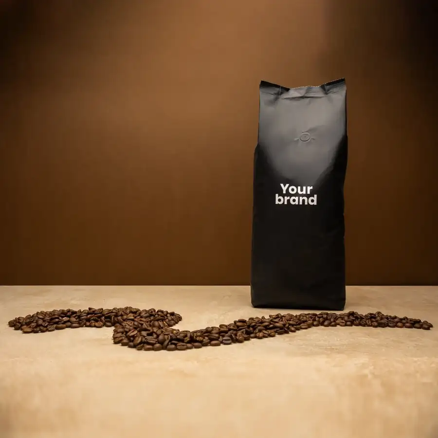 Sacco di caffe personalizzabile con chicchi di caffè
